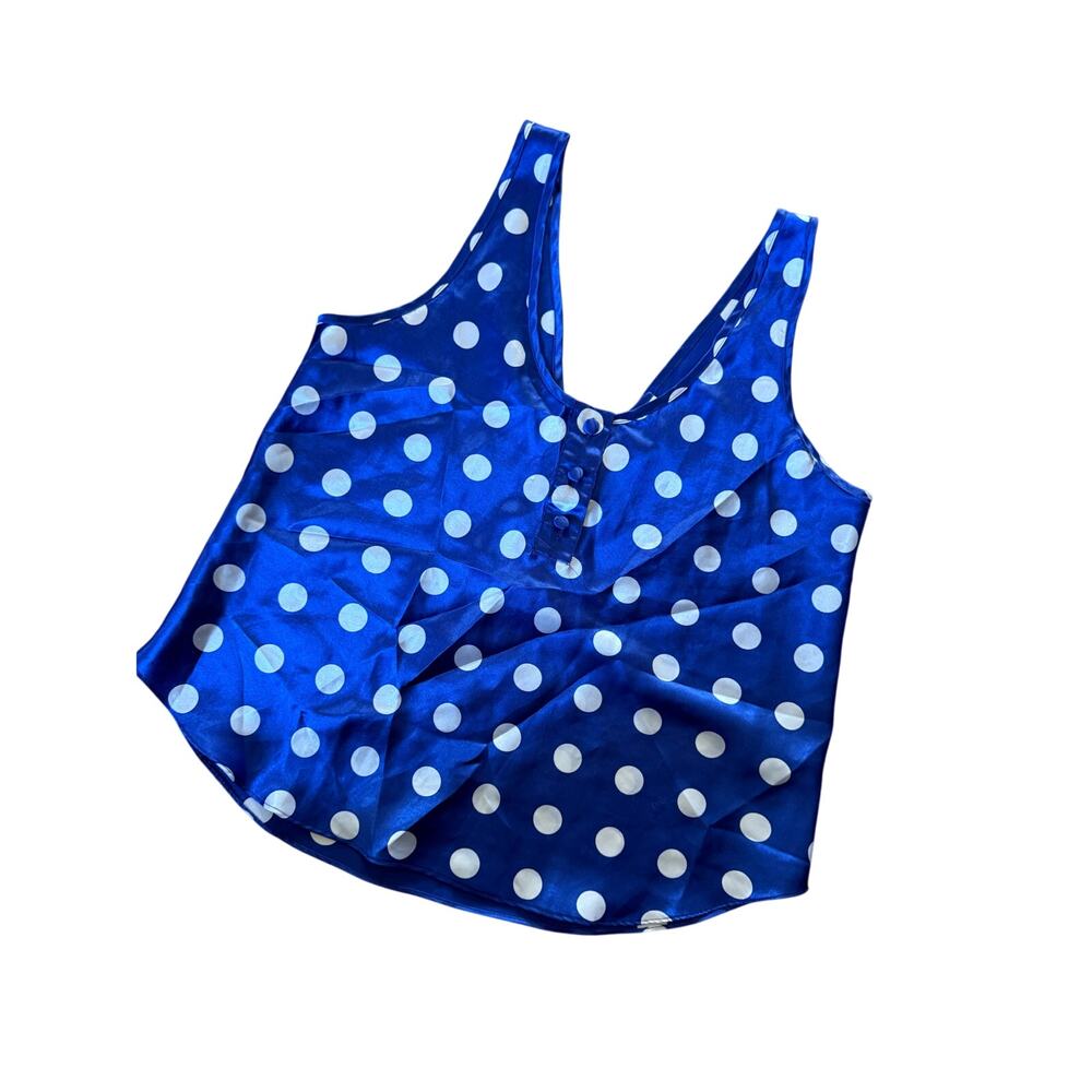 Victoria’s Secret vintage gold label blue and white polka dot silky tank‎